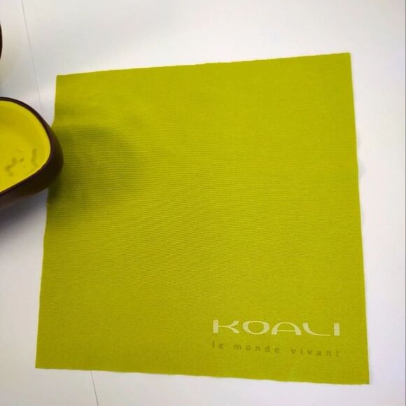 Koali Eyeglass Case Faux Brown Leather Neon Green Velvety Lining - Picture 3 of 10